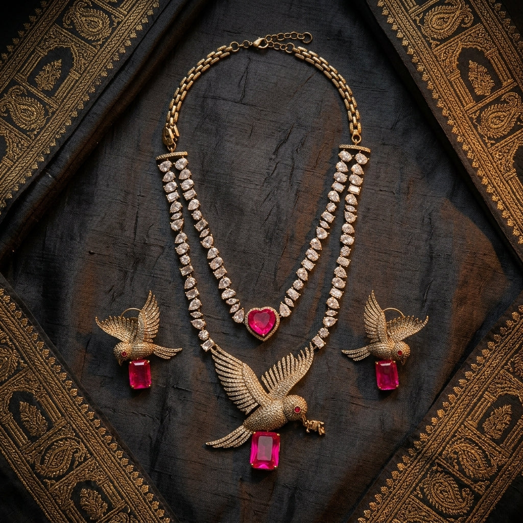 Parinda Ruby Necklace Set.